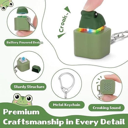Croaking Frog Stress Reliver Keychain With Color LED Lights